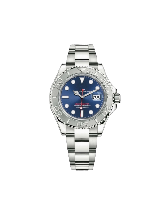 Rolex Yacht-Master blue, with a silver metal strap