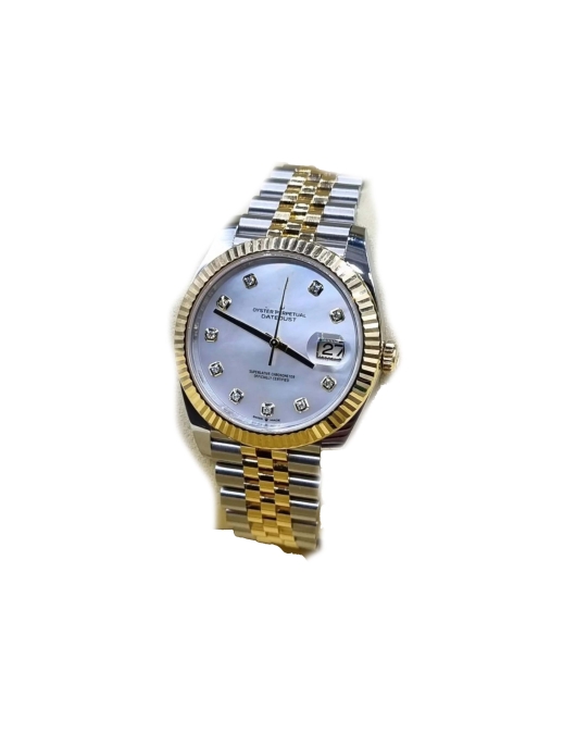 Rolex Datejust Yellow Gold & Steel Fluted Bezel White Mother Of Pearl Diamond Dial Oyster 126333