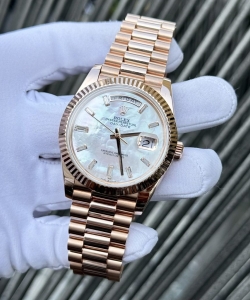 Rolex watch day-date mother of pearl dial moissanite gold wrapped 40mm