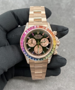 Rolex custom daytona rainbow m116595r 18k solid gold and gemstones 40mm