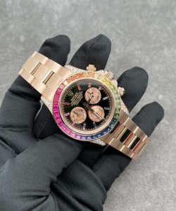 Rolex custom daytona rainbow m116595r 18k solid gold and gemstones 40mm