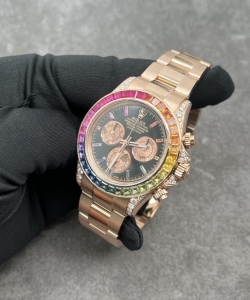 Rolex custom daytona rainbow m116595r 18k solid gold and gemstones 40mm