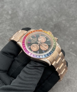 Rolex custom daytona rainbow m116595r 18k solid gold and gemstones 40mm