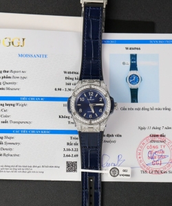 hublot watch big bang one click dial blue custom diamonds moissanite 39mm