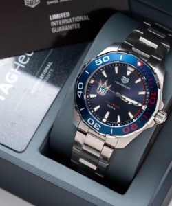 tag heuer watch aquaracer henrik lundqvist blue dial 43mm