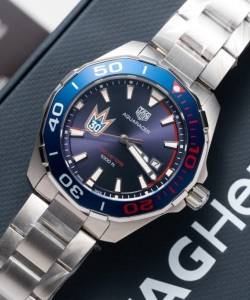 tag heuer watch aquaracer henrik lundqvist blue dial 43mm