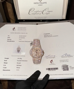 Patek Philippe nautilus 5719 gold wrapped & moissanite diamonds custom 40mm