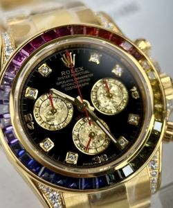 Rolex daytona rainbow gold wrapped and moissanite diamond custom 40mm