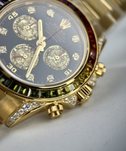 Rolex daytona rainbow gold wrapped and moissanite diamond custom 40mm