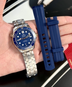 omega seamaster demi rose gold dial blue 42mm