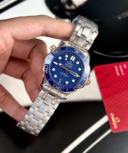 omega seamaster demi rose gold dial blue 42mm