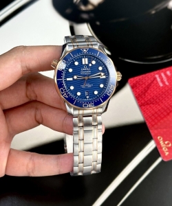 omega seamaster demi rose gold dial blue 42mm