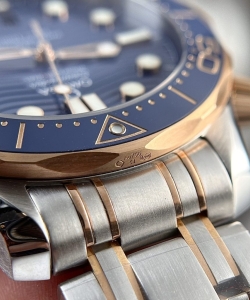 omega seamaster demi rose gold dial blue 42mm