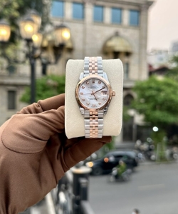 Rolex watch datejust demi rose gold mother of pearl dial 31mm