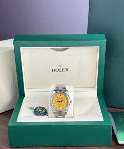 Rolex clone watch oyster perpetual 124300 yellow dial 41mm