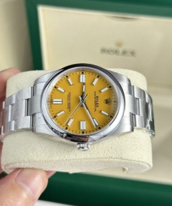 Rolex clone watch oyster perpetual 124300 yellow dial 41mm