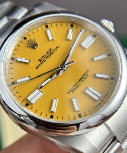 Rolex clone watch oyster perpetual 124300 yellow dial 41mm