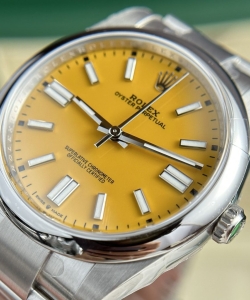 Rolex clone watch oyster perpetual 124300 yellow dial 41mm