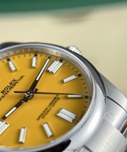 Rolex clone watch oyster perpetual 124300 yellow dial 41mm