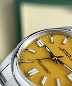 Rolex clone watch oyster perpetual 124300 yellow dial 41mm