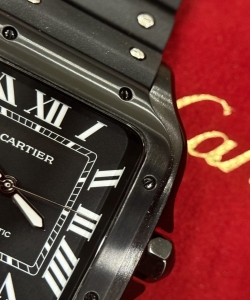 cartier santos wssa0039 black rubber strap 39.8mm