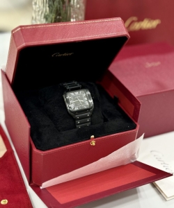 cartier santos wssa0039 black rubber strap 39.8mm