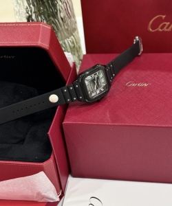 cartier santos wssa0039 black rubber strap 39.8mm