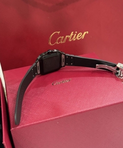 cartier santos wssa0039 black rubber strap 39.8mm