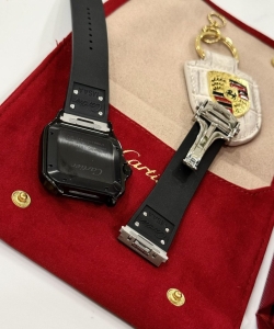 cartier santos wssa0039 black rubber strap 39.8mm