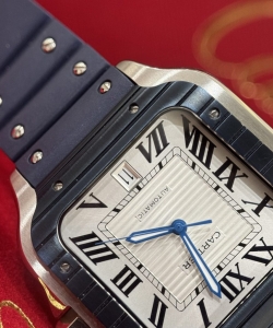 cartier santos white dial rubber strap 39.8mm