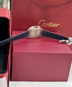 cartier santos white dial rubber strap 39.8mm