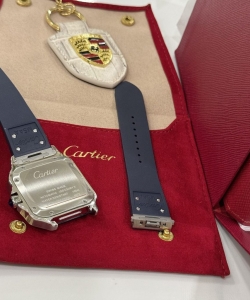 cartier santos white dial rubber strap 39.8mm