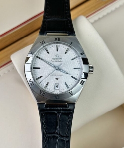 omega constellation white dial leather strap 41mm