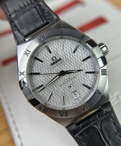 omega constellation white dial leather strap 41mm