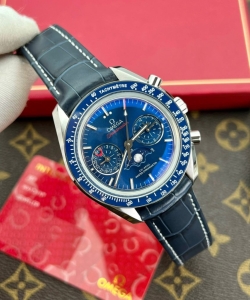 omega speedmaster co-axial moonphase blue dial 44mm