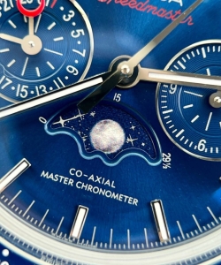 omega speedmaster co-axial moonphase blue dial 44mm