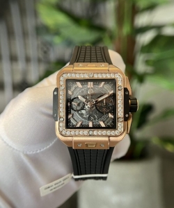 hublot square bang king gold custom moissanite diamonds bbf 42mm