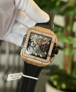 hublot square bang king gold custom moissanite diamonds bbf 42mm