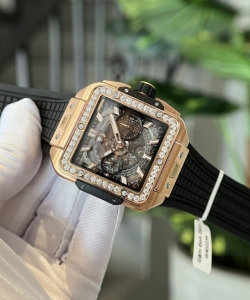 hublot square bang king gold custom moissanite diamonds bbf 42mm