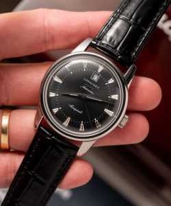 longines watch conquest heritage l16454754 black dial leather strap 40mm