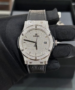 hublot classic fusion custom full moissanite diamonds 42mm