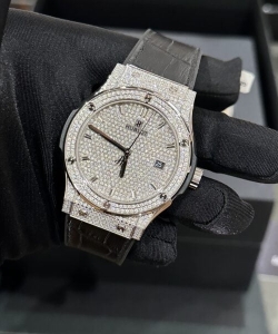 hublot classic fusion custom full moissanite diamonds 42mm