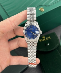 Rolex watch datejust roman numeral pile blue dial 31mm