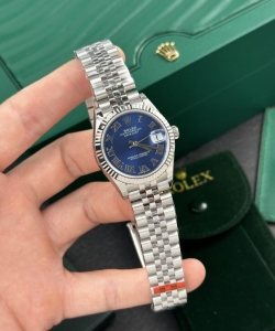 Rolex watch datejust roman numeral pile blue dial 31mm