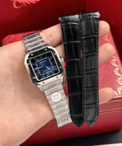 cartier santos wssa0063 blue dial 35mm