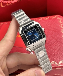 cartier santos wssa0063 blue dial 35mm