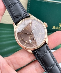 Rolex cellini 50525 chocolate dial leather strap 39mm