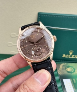 Rolex cellini 50525 chocolate dial leather strap 39mm