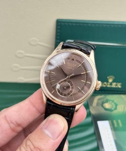 Rolex cellini 50525 chocolate dial leather strap 39mm