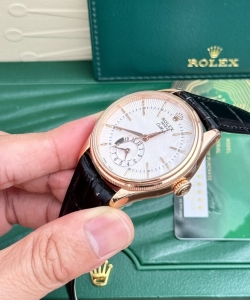 Rolex cellini 50525 white dial leather strap 39mm